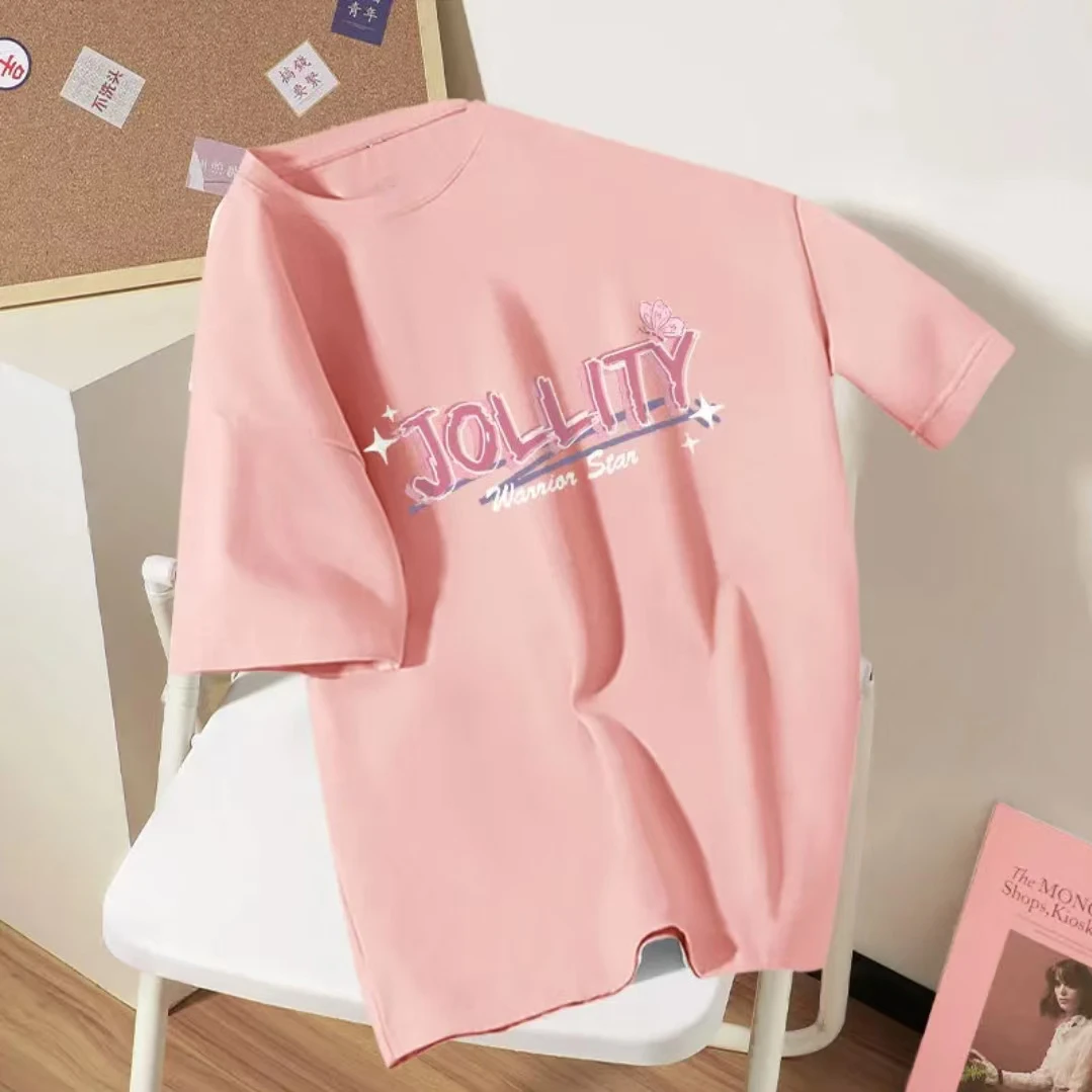 2025新款潮牌印花女款百搭韩版夏季显瘦休闲圆领女士T恤时尚半袖
