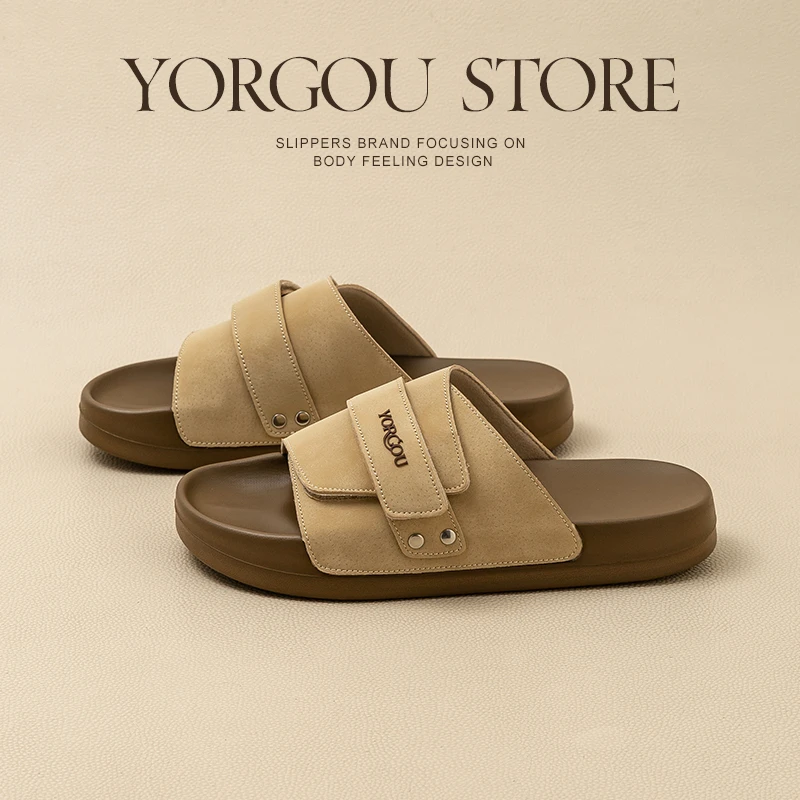 远港魔术贴可调节凉拖鞋女夏天户外穿复古时尚厚底防滑2025新款男