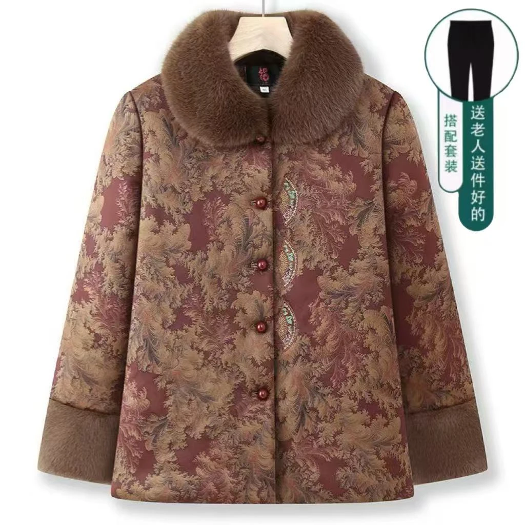 中老年妈妈装冬季加绒加厚国风气质奶奶装过年衣服