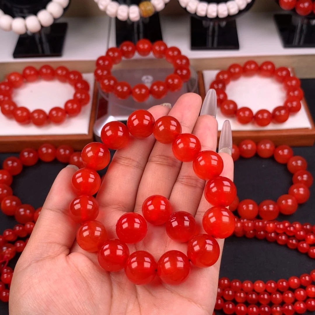 鹿骨其他明*月青鱼石1.4手串加三个单珠