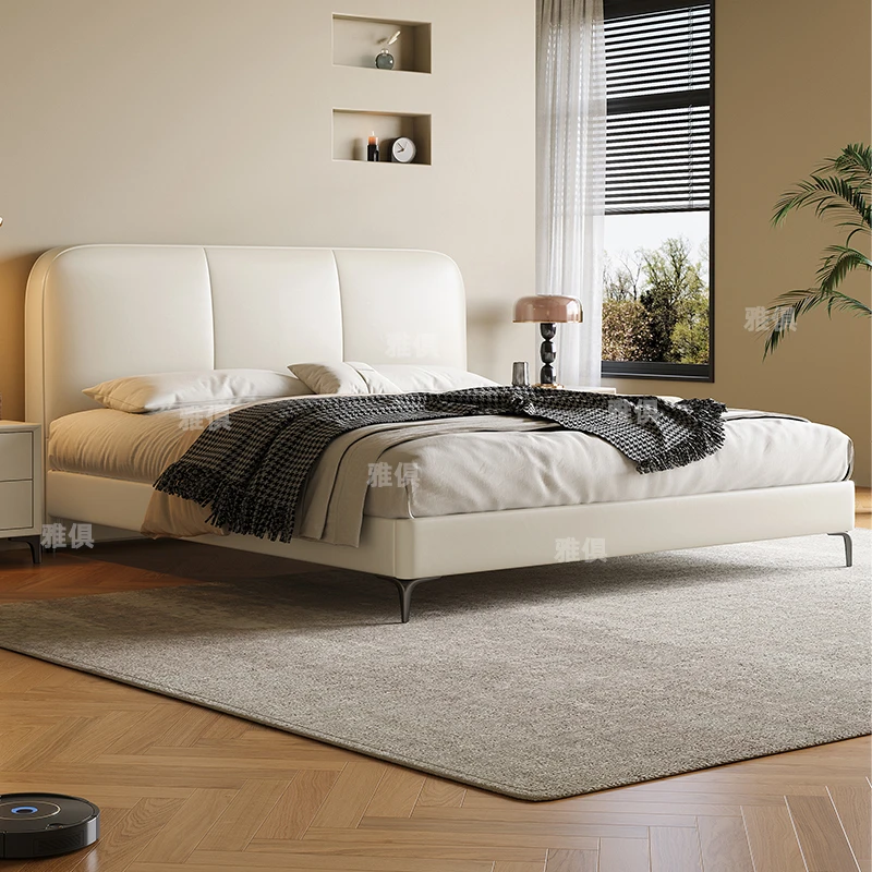 【YAJU/雅俱豆腐块臻享版高脚款】奶油风原木头层牛皮极简意式简约