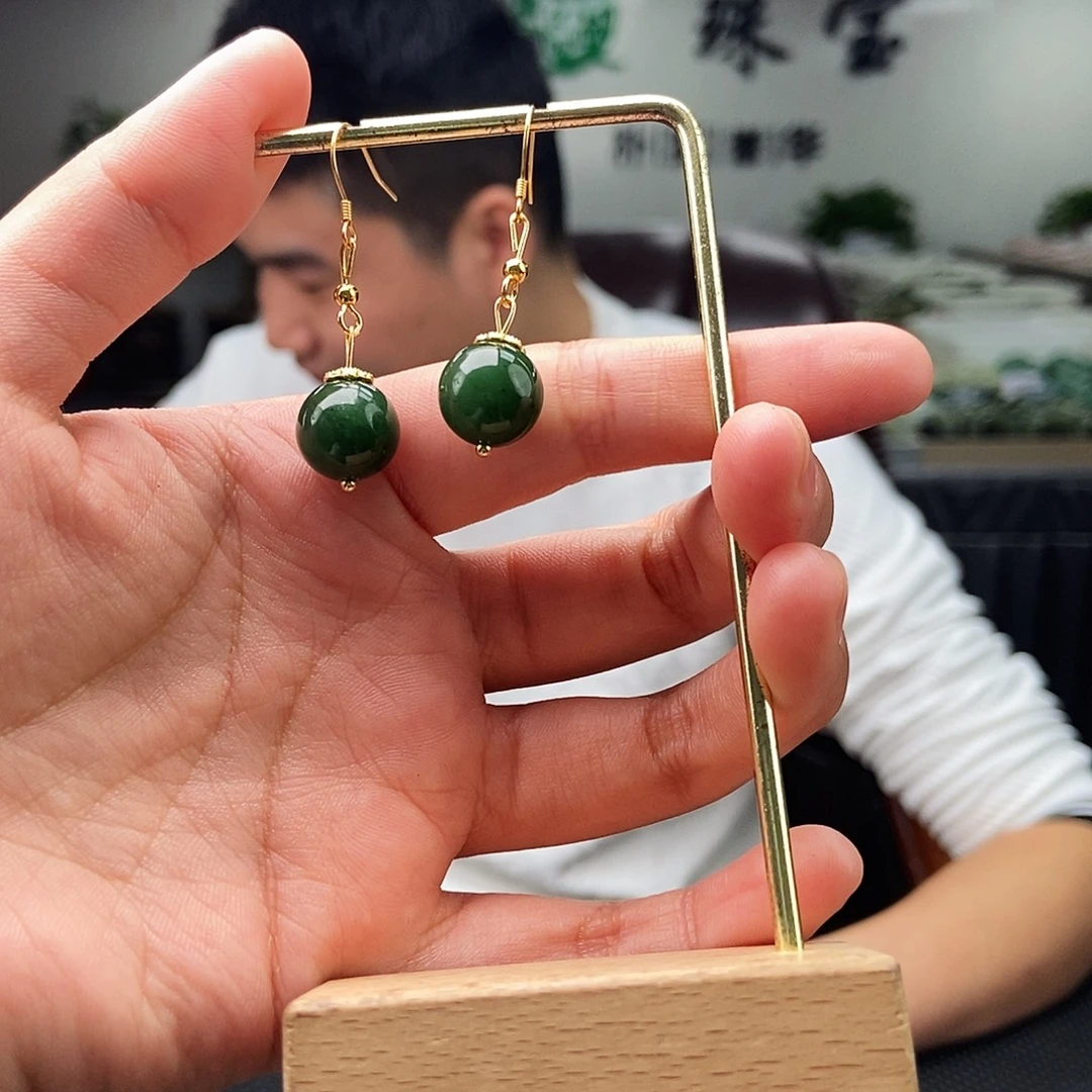 和田玉银S925镶嵌耳饰颜色多样性发拍一发一