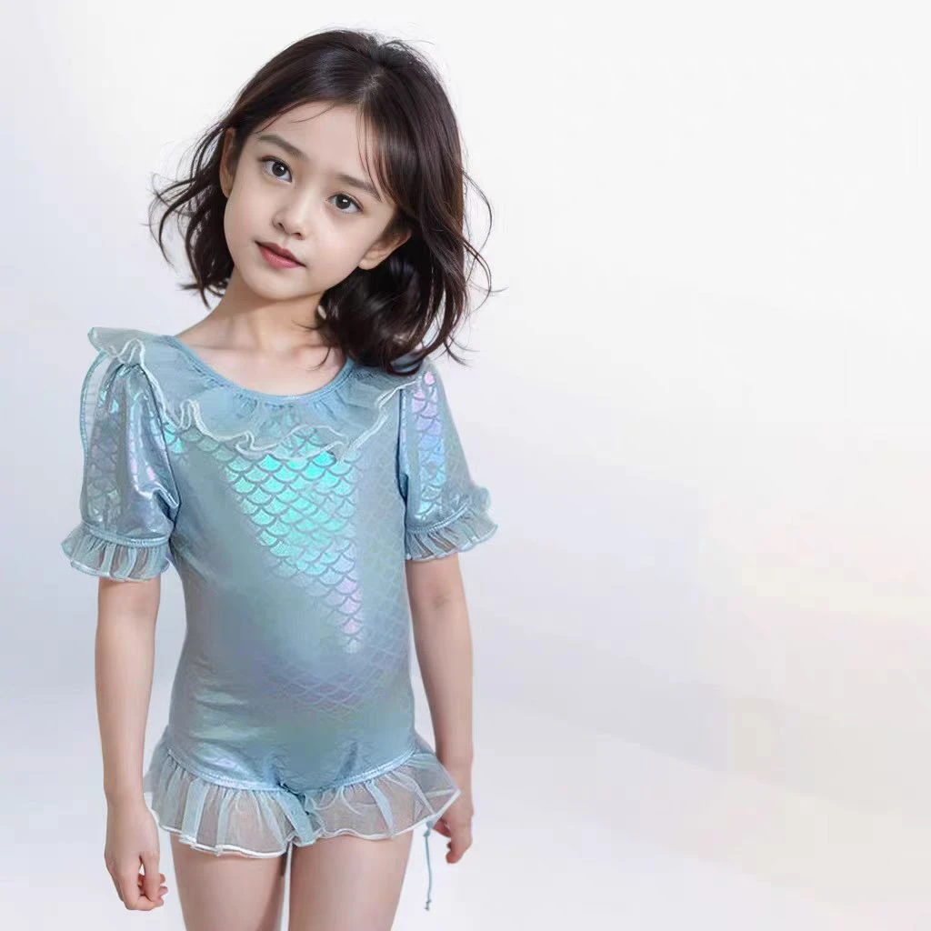 女童泳衣中大童连体美人鱼泳衣