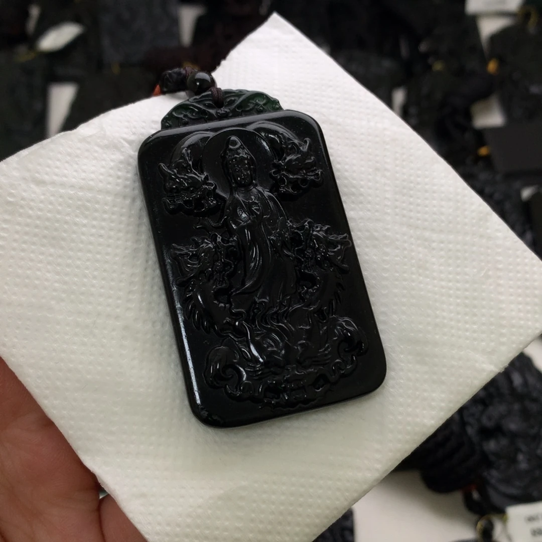 天然缅甸a货钢琴黑挂件