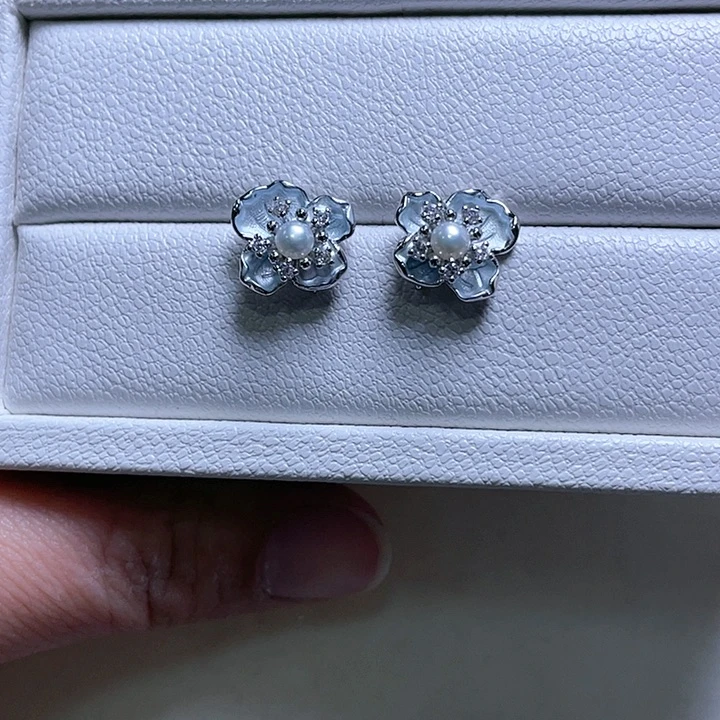 淡水珍珠耳饰合金