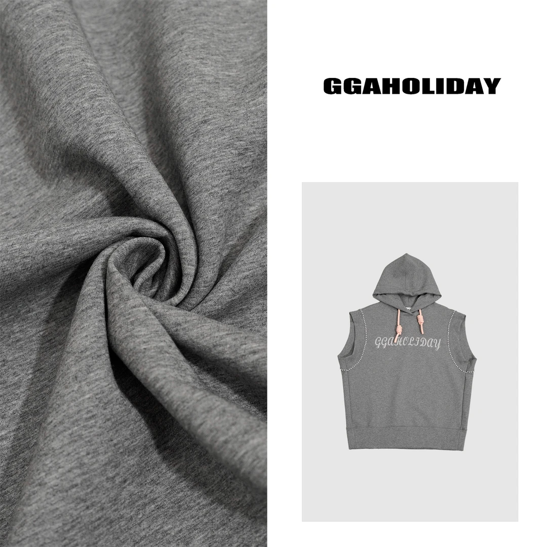 GGAHOLIDAY新款美式宽松运动休闲灰色无袖套头连帽马甲-151214