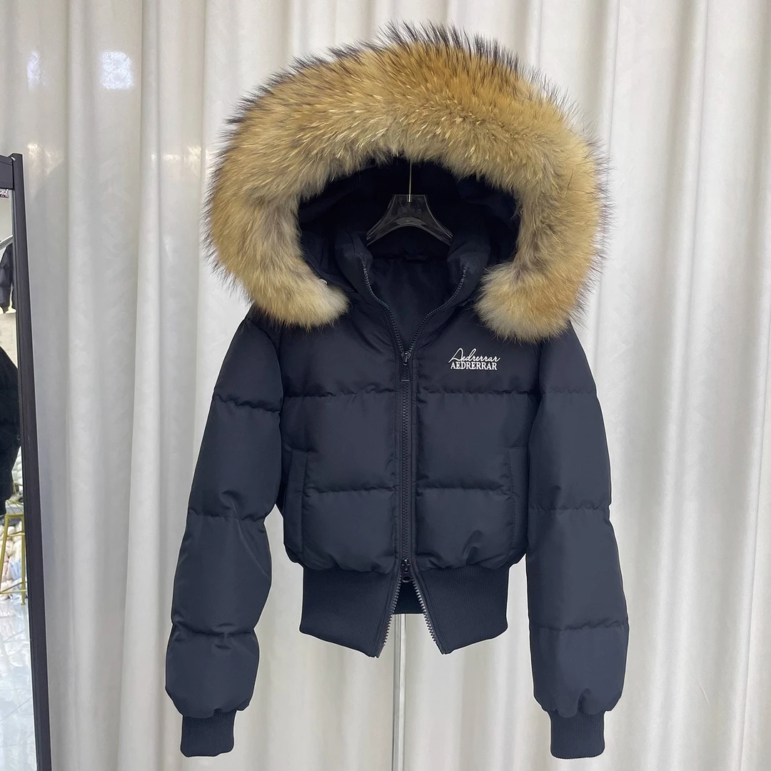 【红薯专属】大毛领收腰羽绒服女短款2025冬季新款面包服白鸭绒外套