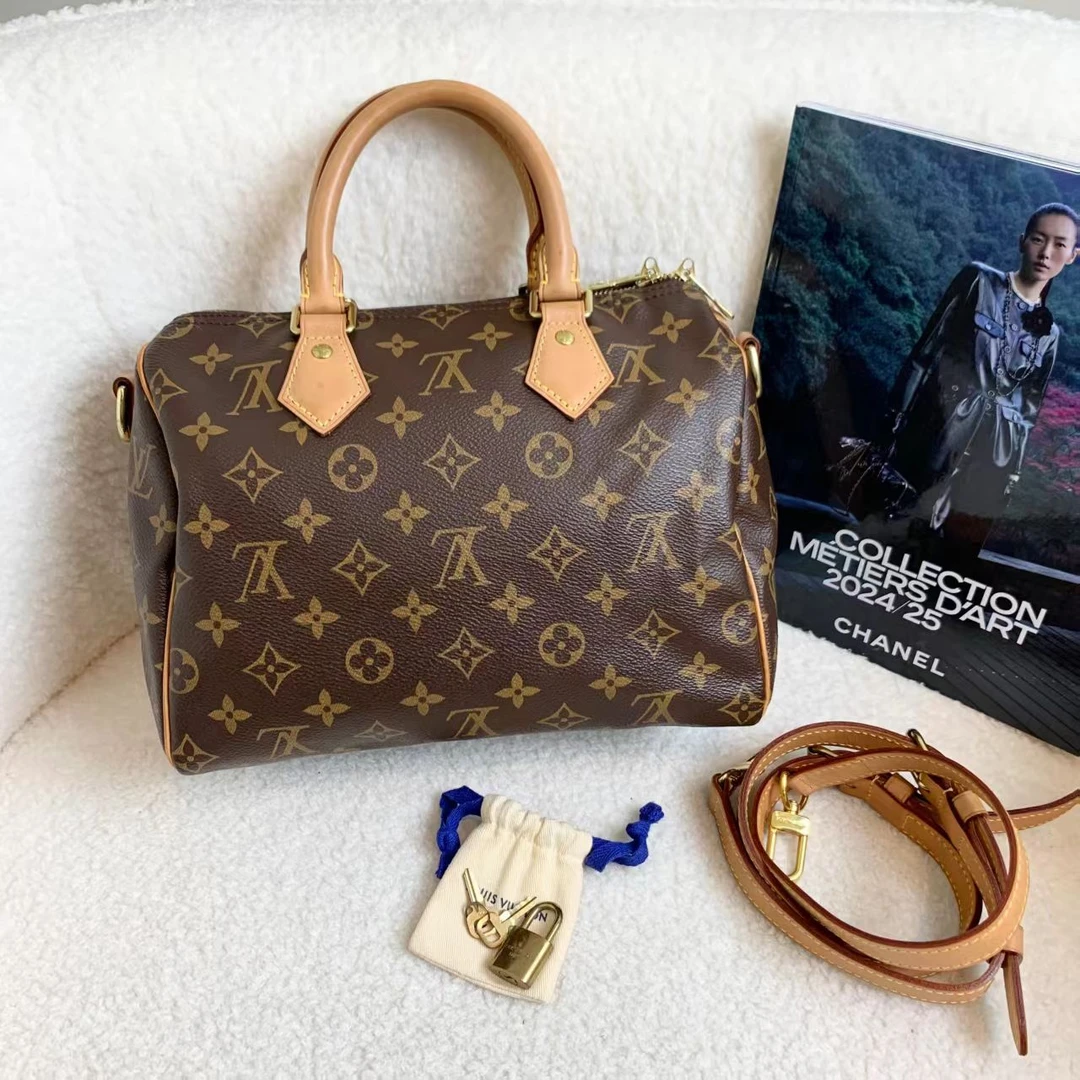 99新 LouisVuitton/路易威登 壹臻/老花speedy25肩带款包41018792