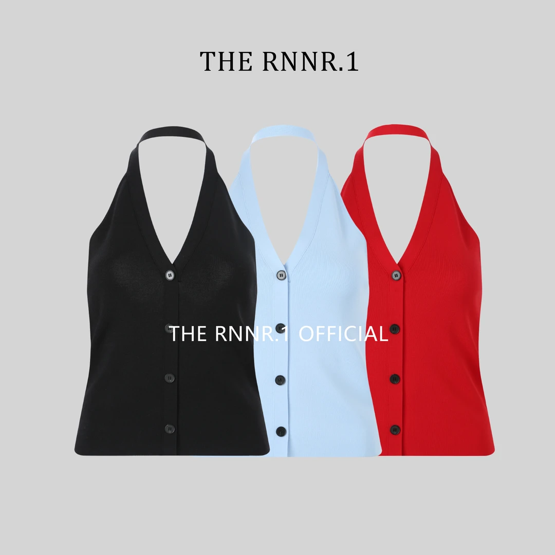 THE RNNR.1欧美 挂脖 针织露背上衣 三色