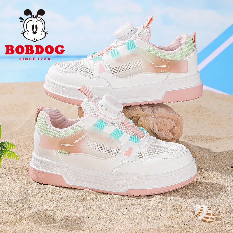 巴布豆2025夏季女童板鞋防滑耐磨运动鞋时尚轻便透气网面儿童鞋子