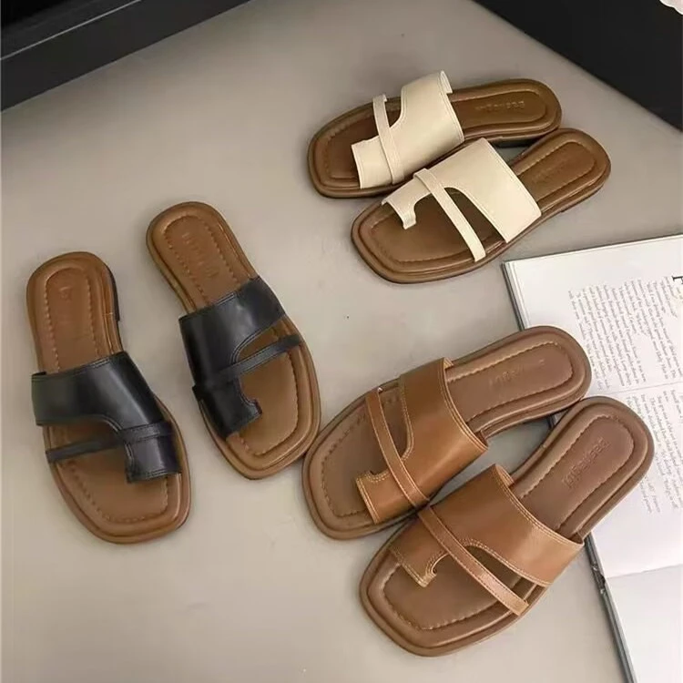 套趾拖鞋女鞋子2025年新款夏季韩版复古配裙子大码女款罗马凉拖鞋