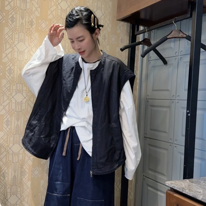 【芬姐精选】秋季朋克风厚度薄款拉链牛仔马夹百搭春秋潮流