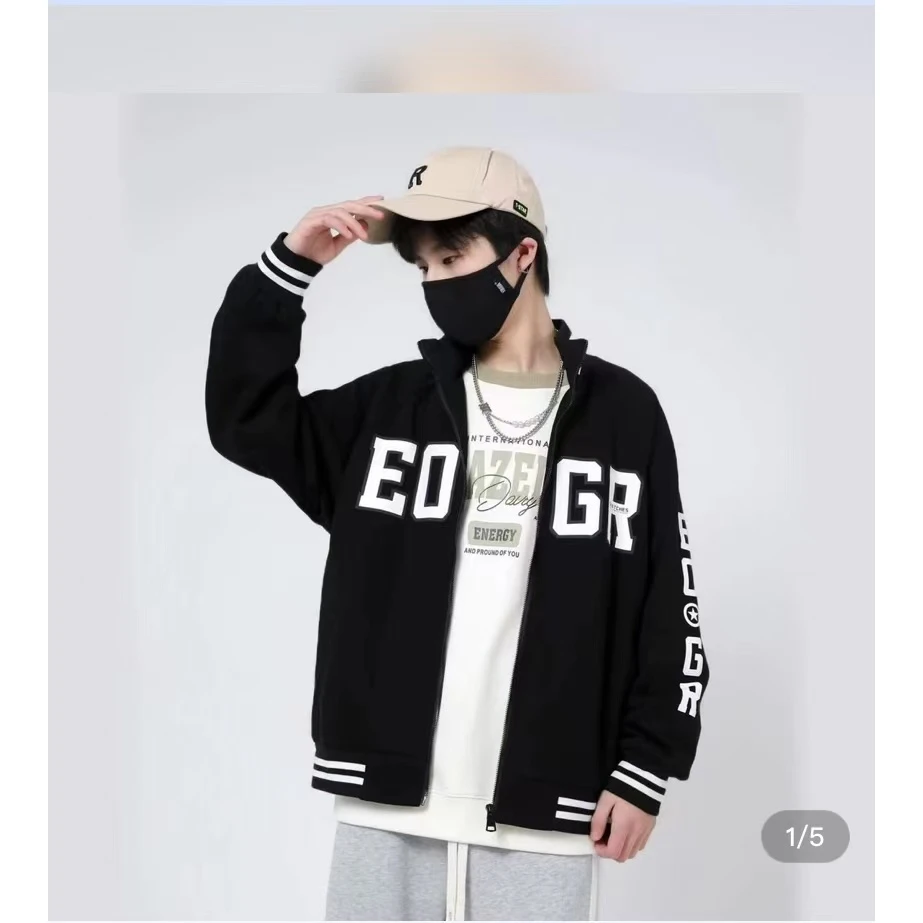 【4448-卡其色】青少年休闲棒球服外套