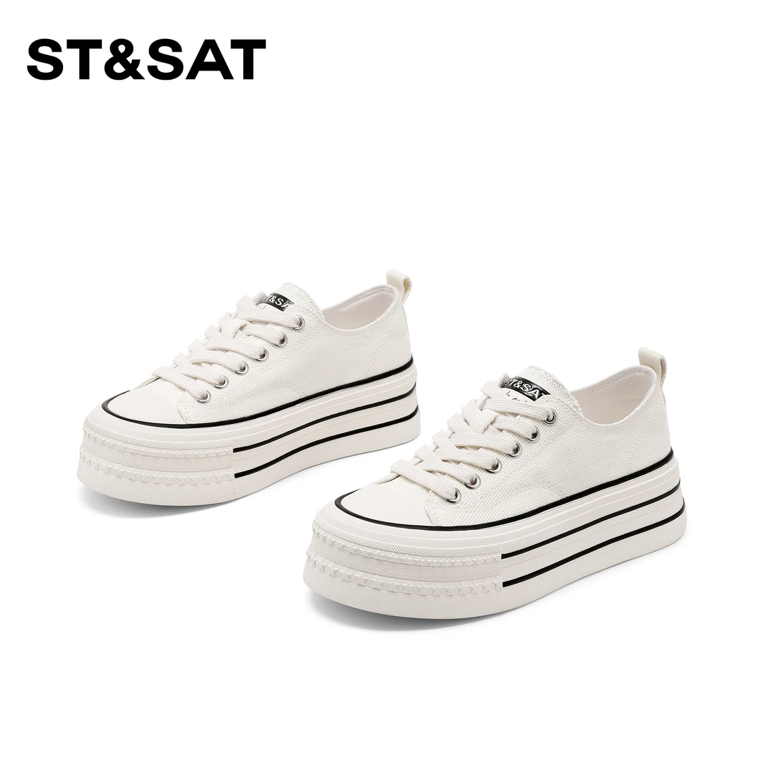 St&Sat/星期六时尚百搭经典小白鞋女2025欧若风时厚底增高板鞋子