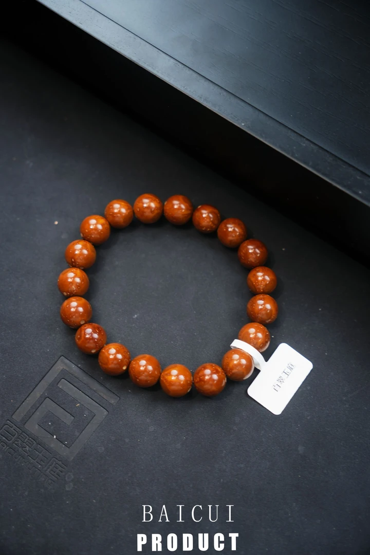 1769咖黄皮半实心正圆光珠卡12+尺寸紫金鼠手串