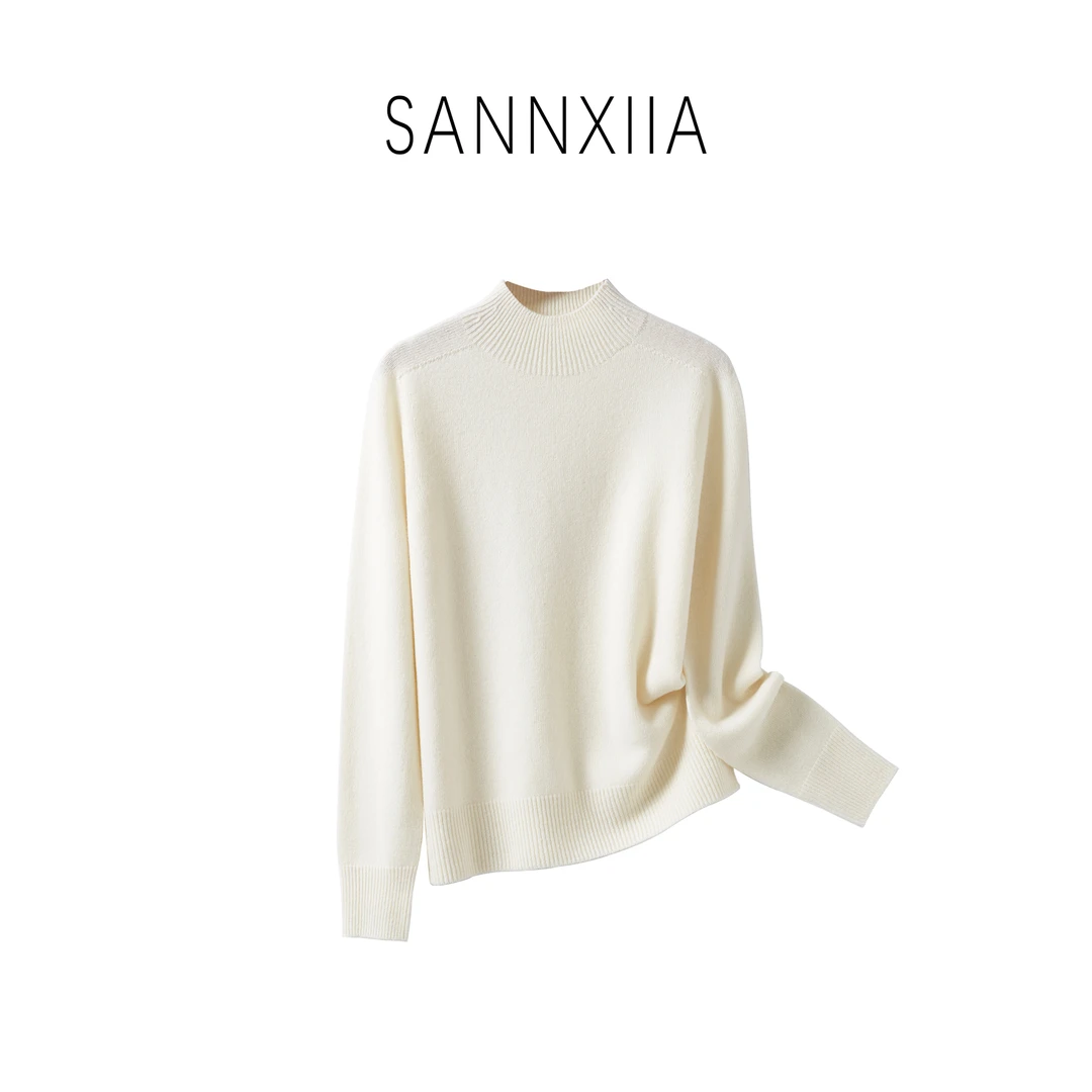 SANNXIIA全羊毛秋冬老钱风半高领长袖针织打底衫半高领针织ZM8166