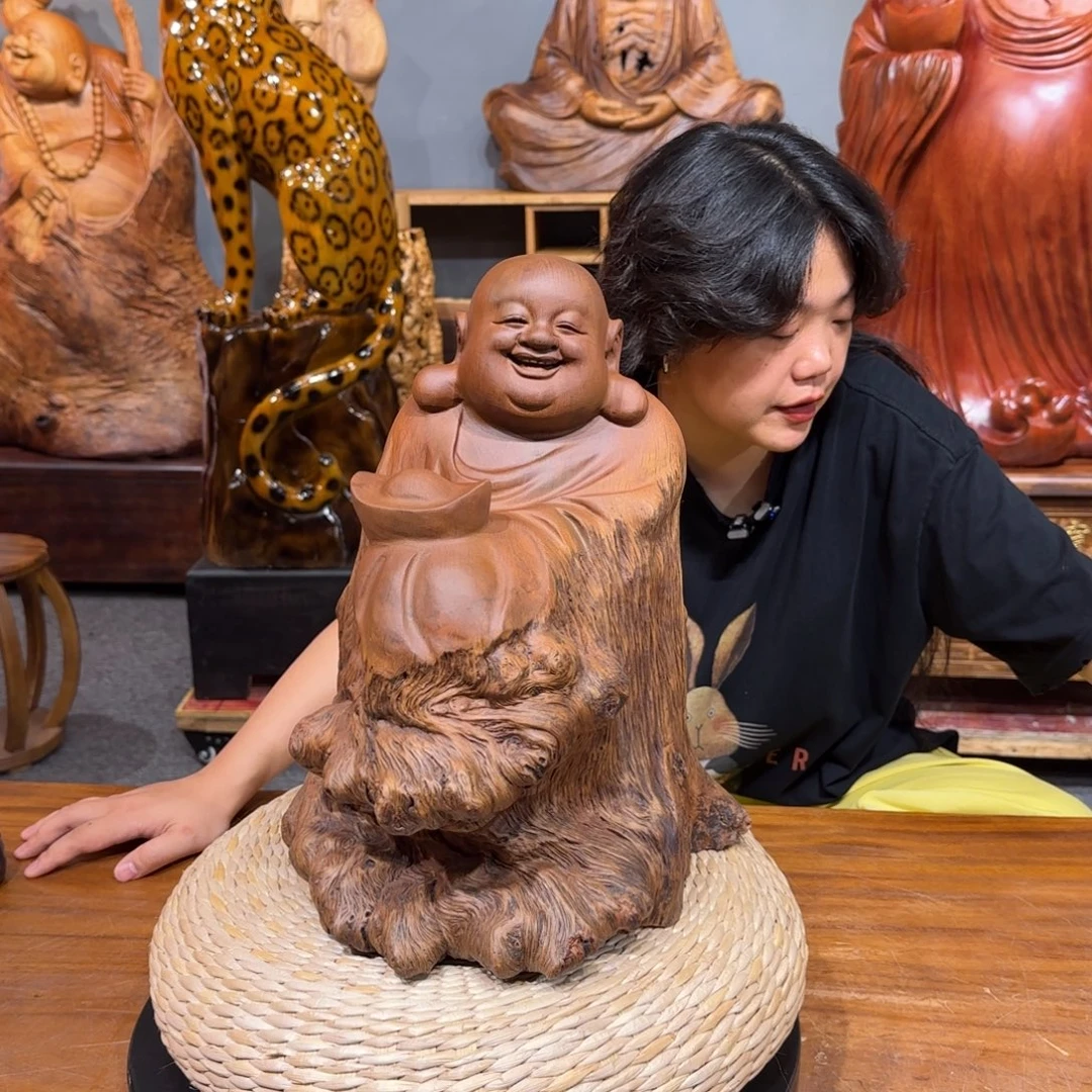 木娑罗木 元宝弥勒佛摆件