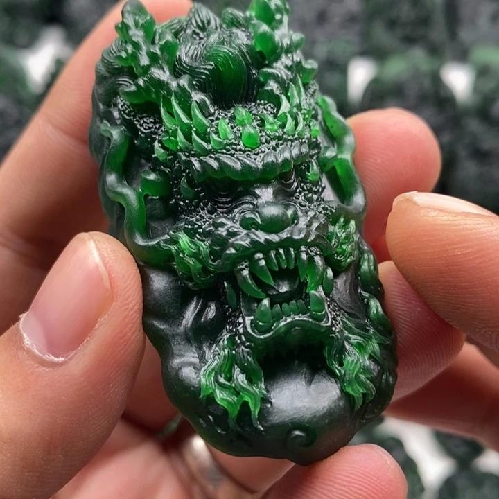 定制翡翠未镶嵌天然翡翠A货龙头龙牌