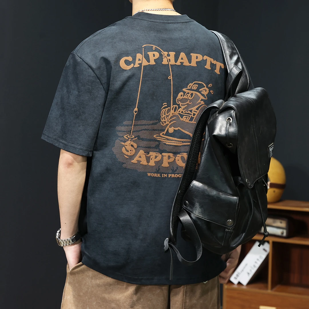 U&PURA新款男士百搭短袖t恤宽松大码夏季新款衣服体恤半袖复古T恤