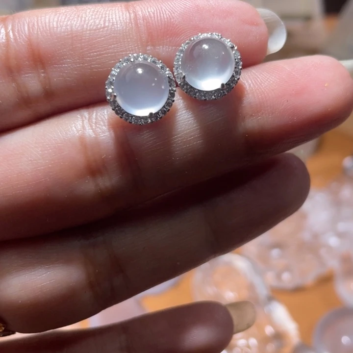 合金石英质玉耳钉