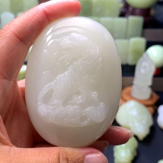 石材方解石手把件