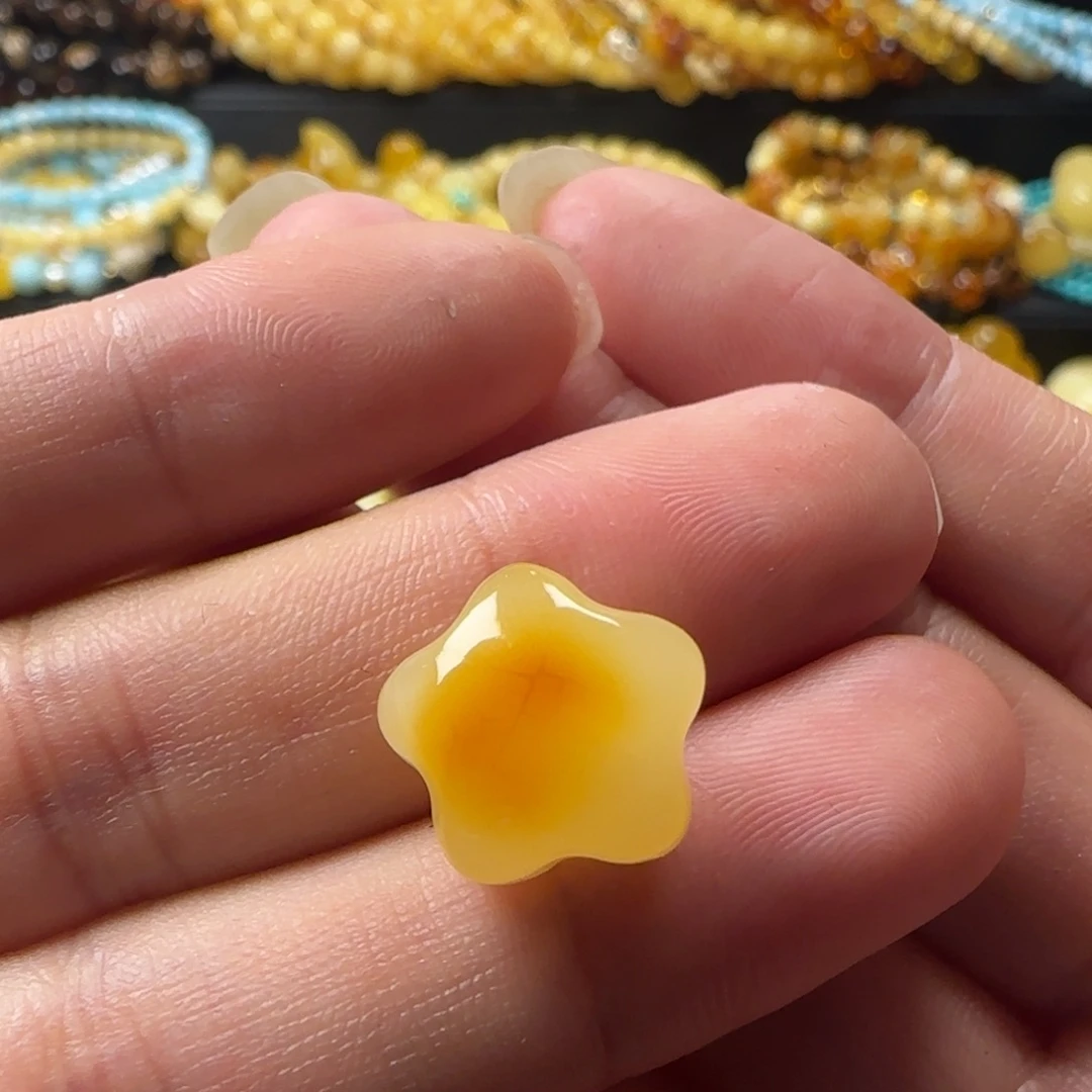 蜜蜡未镶嵌颈饰蜜蜡俏色星星