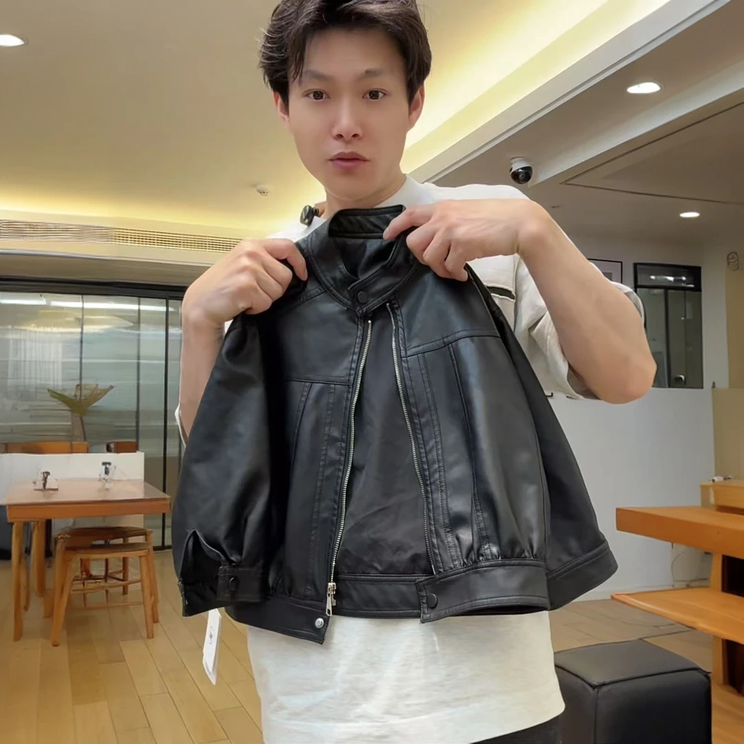 2025春秋新款儿童外套季新品男女宝宝百搭纯色皮夹克短款风皮衣潮