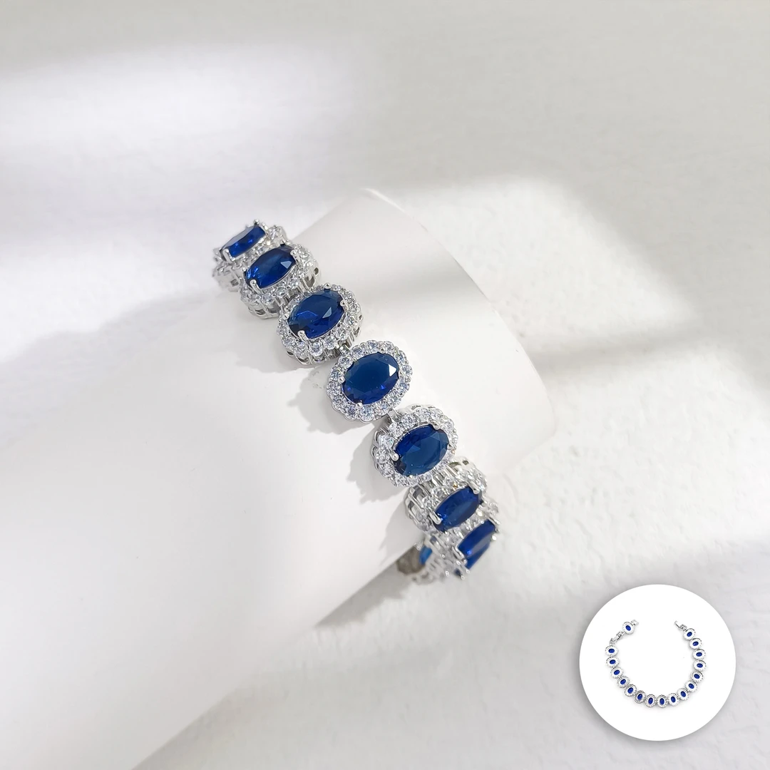 铜合金合成锆石手链 WKDMX-006478【水蓝星眸】手链百搭时尚精致