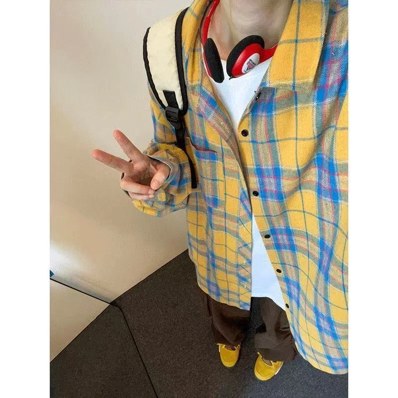 复古格子上衣长袖衬衫设计休闲新款感小众慵懒衬衣高级宽松外套潮