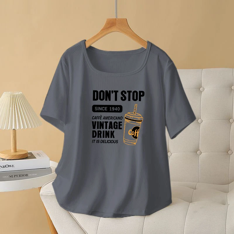 正肩纯棉短袖t恤女夏季2025新款韩版设计感小众不规则方领上衣服