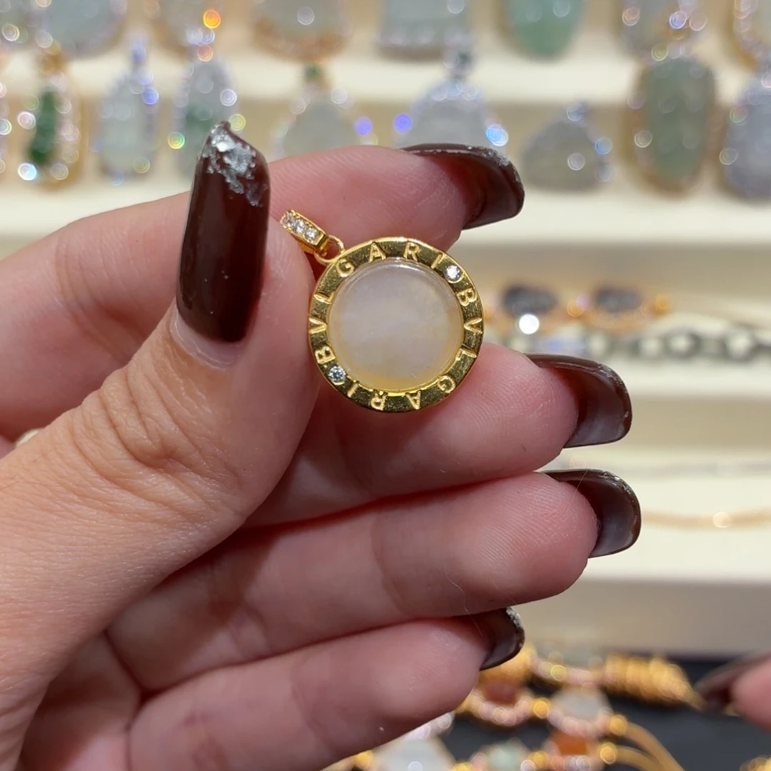 翡翠银S925镶嵌颈饰锁骨吊坠