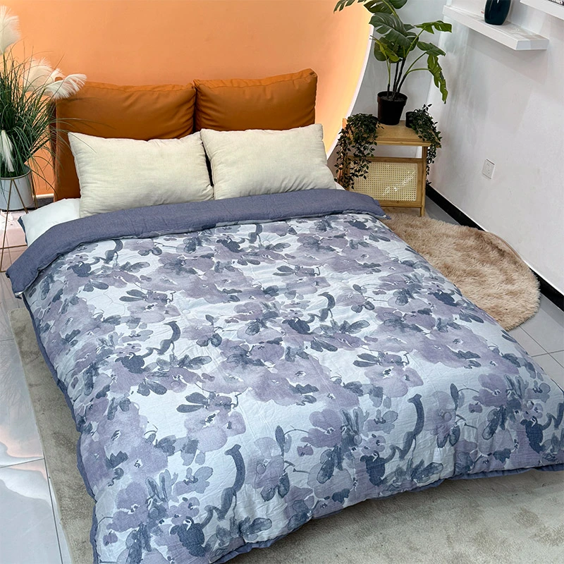 【水墨丹青】纱布冬被成人透气单人被子200*230蓝色凉感印花双人被
