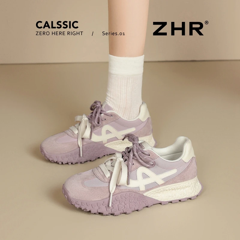 ZHR/则则厚底阿甘鞋女秋季新款马卡龙双鞋带学生德训鞋运动休闲鞋