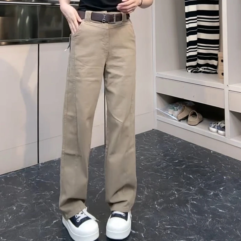 窄版阔腿裤弹力高腰弯刀裤常规秋季休闲裤长裤牛仔裤子女韩版春秋