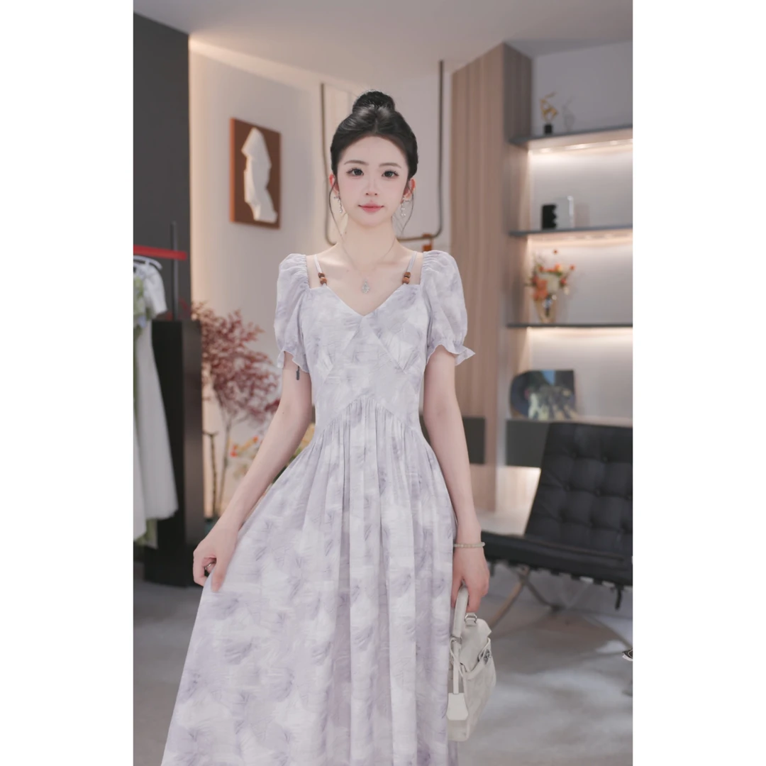 晓西-高级感法式显瘦收腰气质夏季连衣裙-52197K