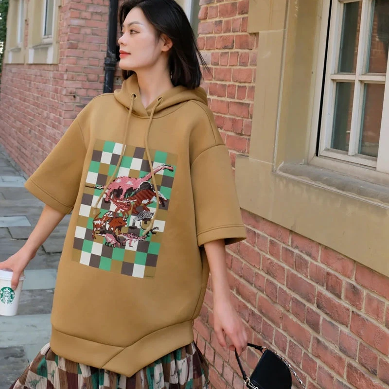 {清仓}秋冬季新出游时髦刺绣女装百搭简约休闲五分袖出游服装女