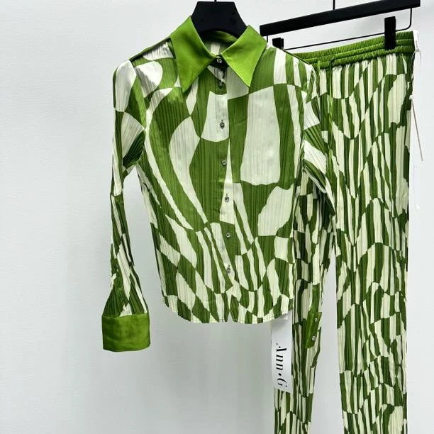 C特【Ann.G】K2012 小众设计夏日不规则压褶衬衫外套防晒长裤系列款