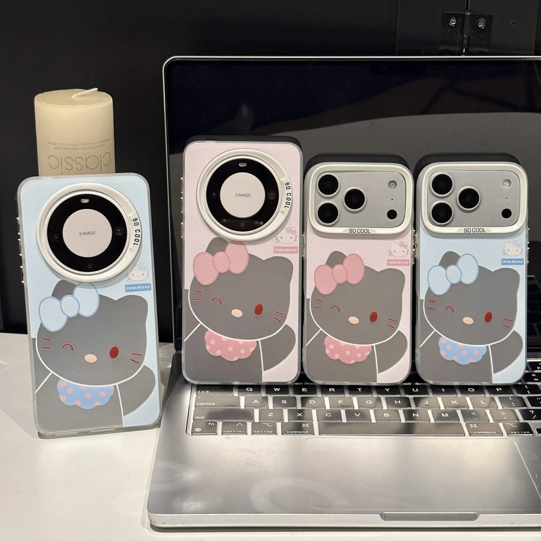 粉眨眼kt适用苹果17pro手机壳16pm简约华为p80彩银vivo防摔小米15