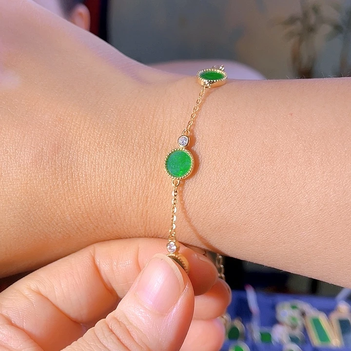 银S925镶嵌手链翡翠多样性发缅甸翡翠