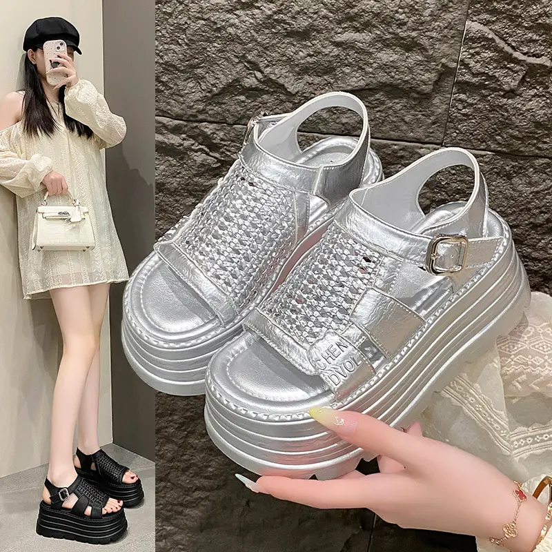 仙女风配裙子凉鞋女2025新款夏季外穿高级感厚底松糕增高罗马鞋子