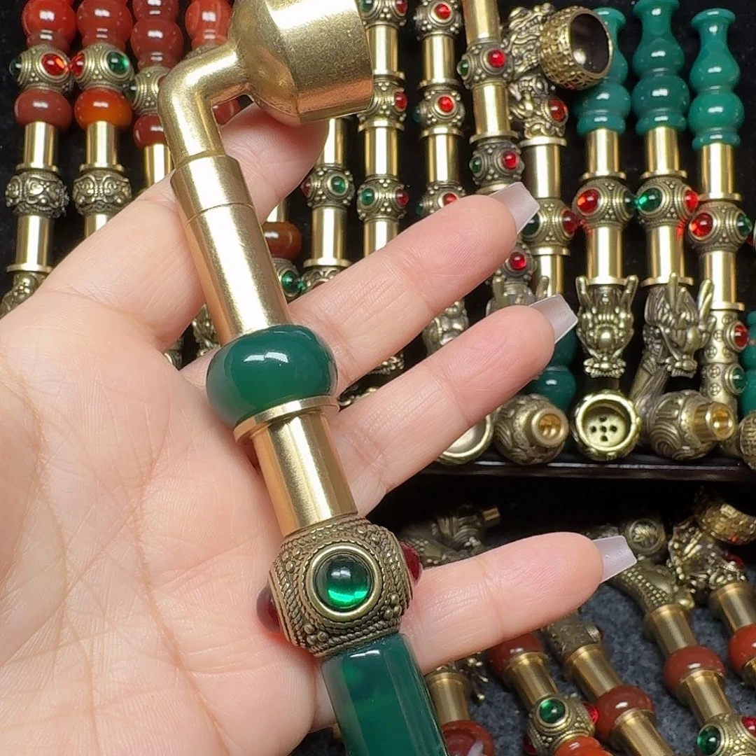 黄铜绿色烟锅2公分