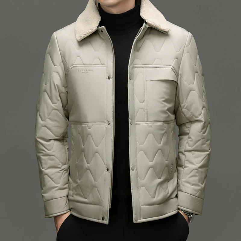 皮尔卡丹商务加绒加厚棉服中年厚款秋冬男士脱卸毛领休闲棉服男