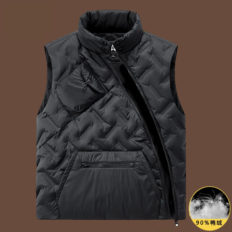 男士羽绒马甲斜拉链立领轻薄鸭绒背心内胆男款秋冬季休闲保暖内搭