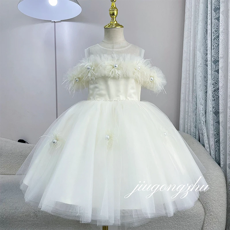 【流光羽梦】宝宝主持人晚礼服生日钢琴演出服儿童公主裙香槟色