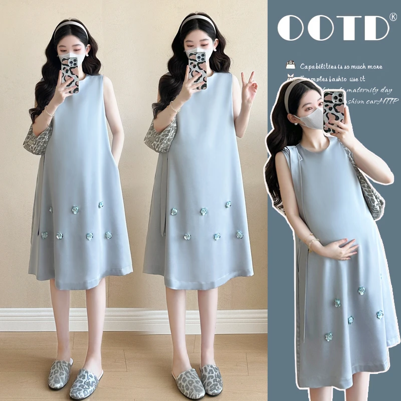 【嗒嗒】2025新款夏季韩版时尚缎面超垂感减龄显瘦气质无袖连衣裙