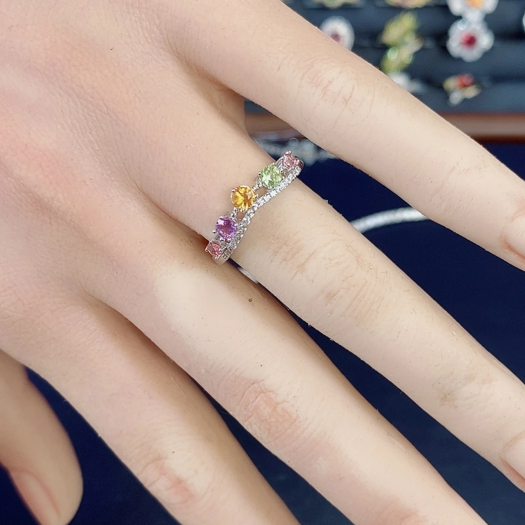 蓝宝石戒指银S925镶嵌