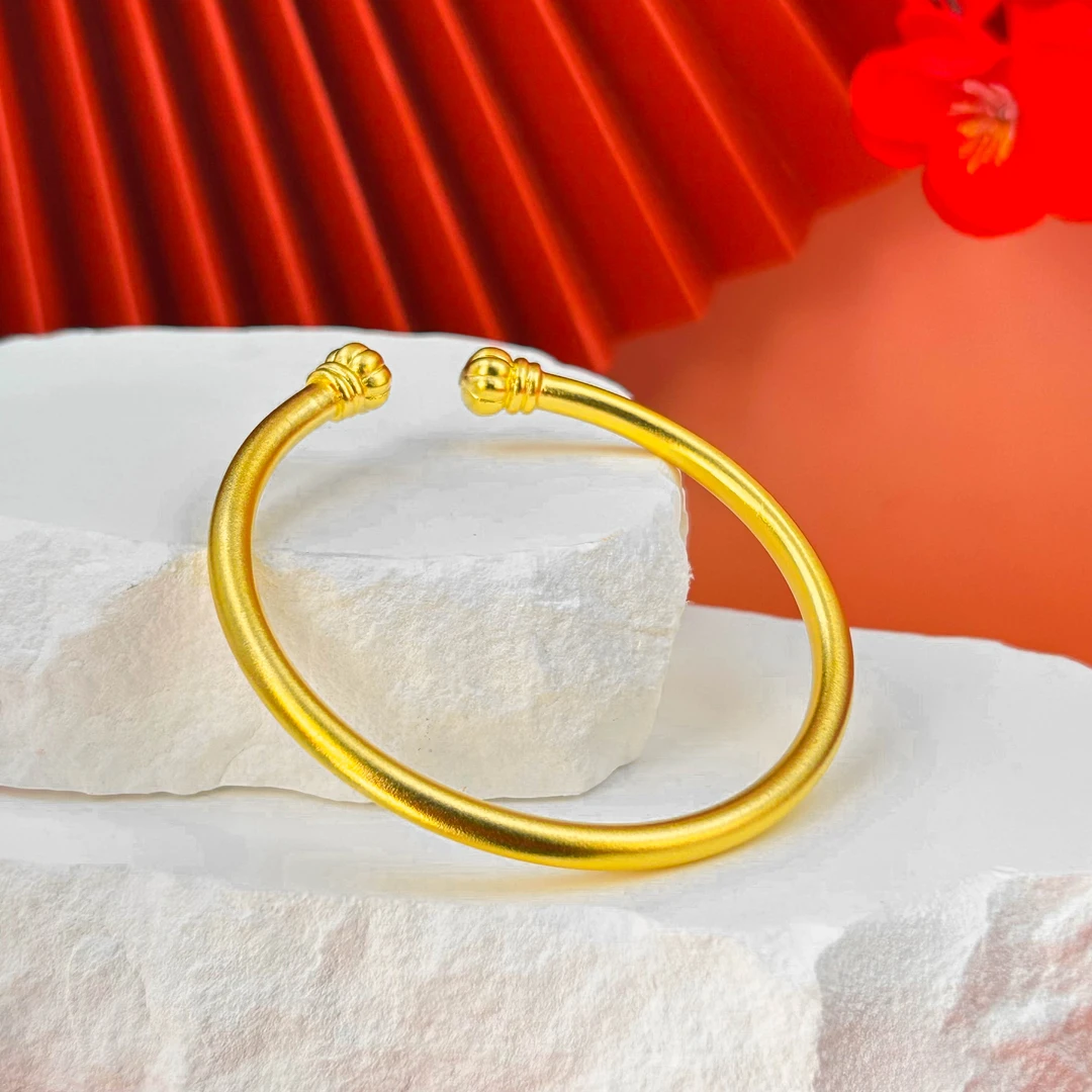 足银手镯 +外金【南瓜】时尚百搭简约古风复古宫廷 实心经典手镯