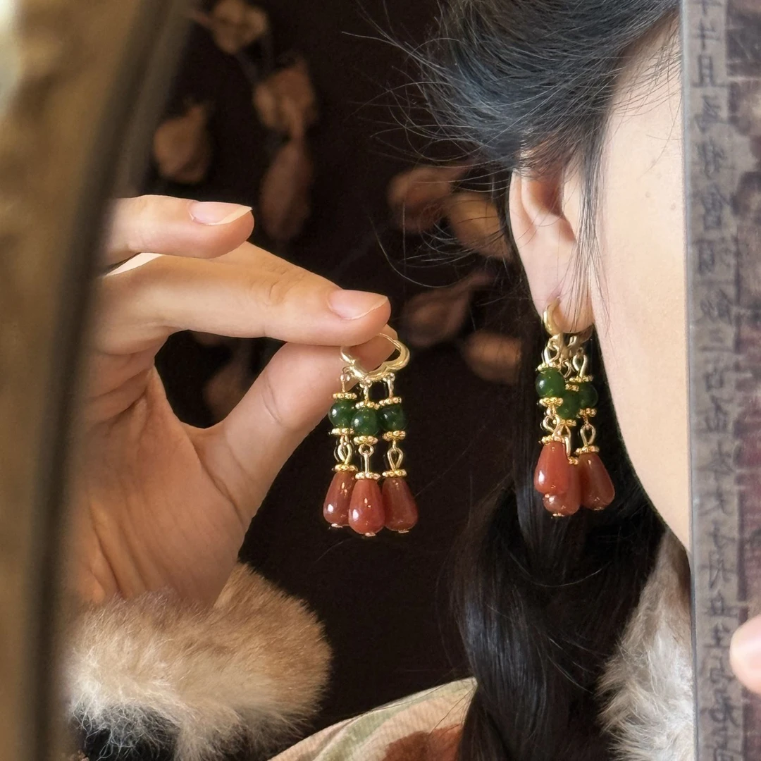 铜合金耳饰 新中式耳坠耳扣古风耳环流苏民族风贵气耳饰古装配饰