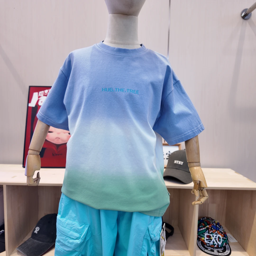 【小哥穿搭】男童吊染亮色短袖T恤夏季中大童新款韩版潮流印花61100