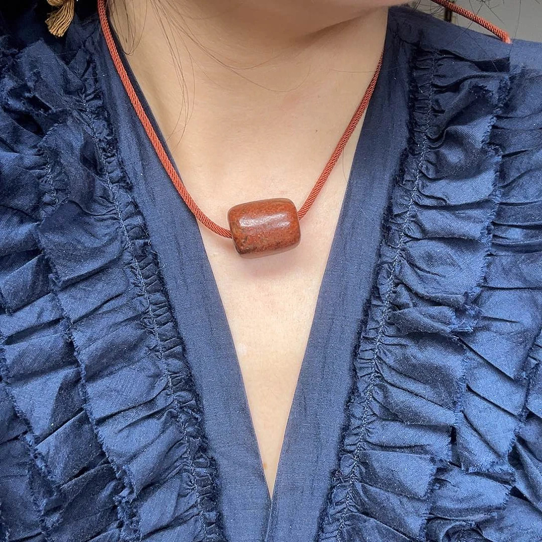 颈饰未镶嵌岫岩河磨玉（透闪石质玉）河磨玉锁骨